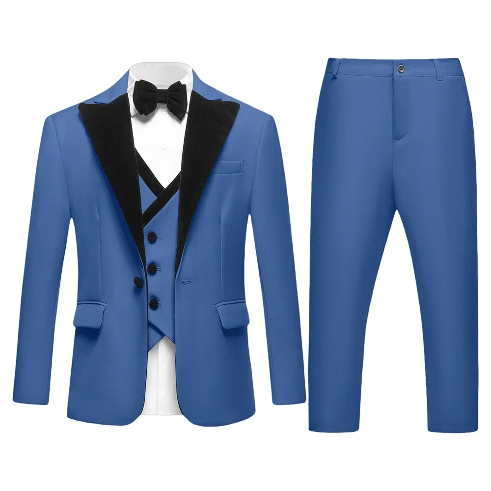 Boys 5Pcs Blazer Vest Pants Bow Tie Necktie Set