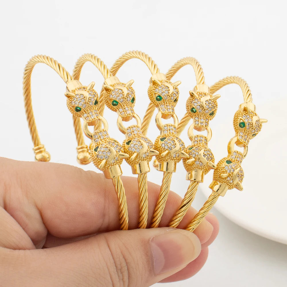 Women's Gold Color Charm White Zircon Bracelet