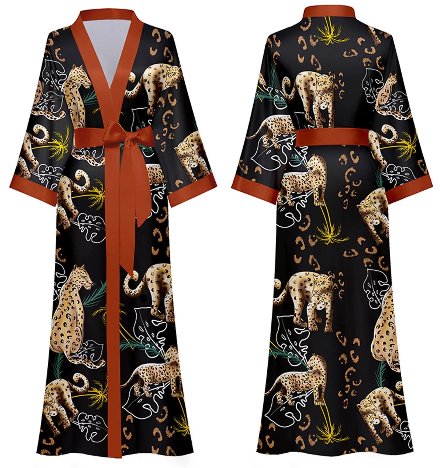 Women's Silk Satin Lightweight Soft Bathrobe Set