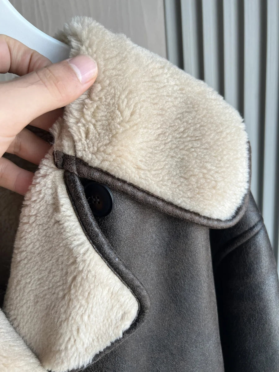 Women's Double Sided Collar Oversized Long Sleeve Jacket