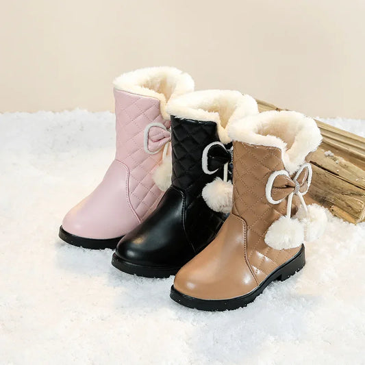 Girls Fur Plush Princess Waterproof Platform Boots