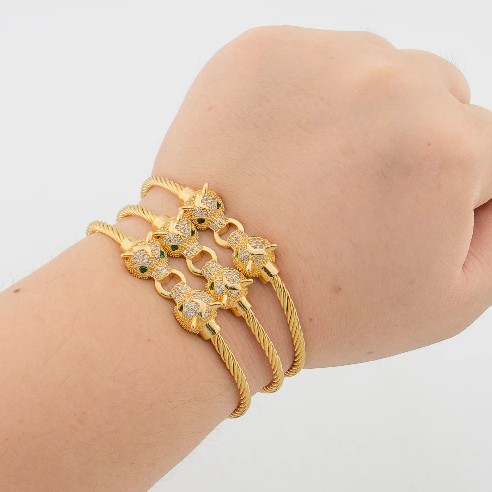 Women's Gold Color Charm White Zircon Bracelet