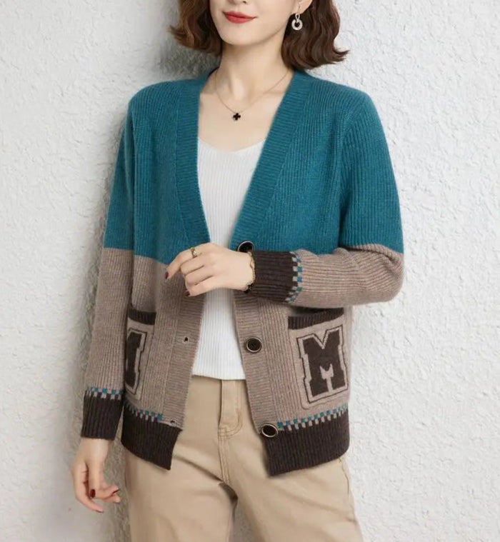 Women's Long Sleeve Pockets Button Knitted  Sweater Cardigan