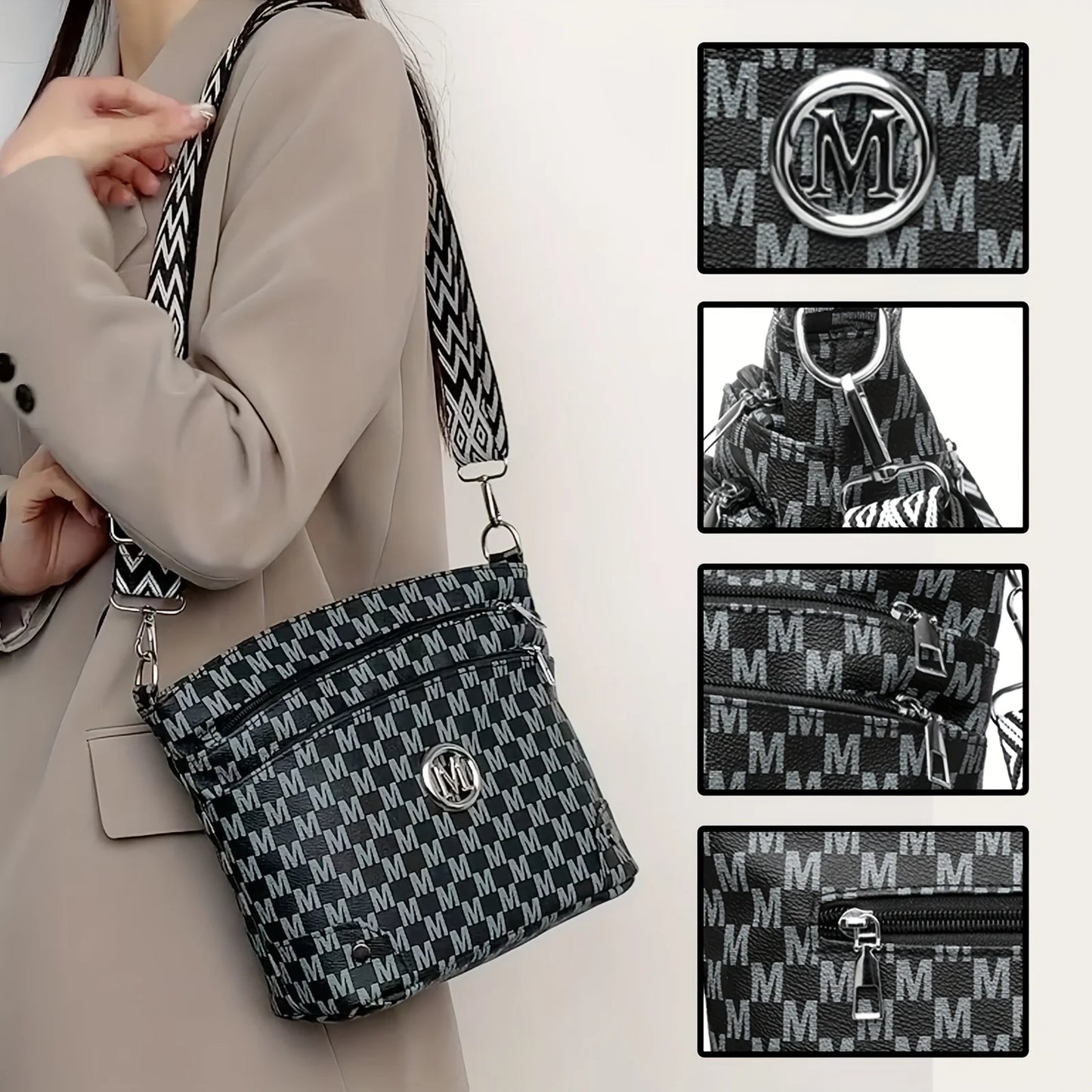 Women's Multi-Pocket Adjustable Shoulder Strap Shoulder Bag