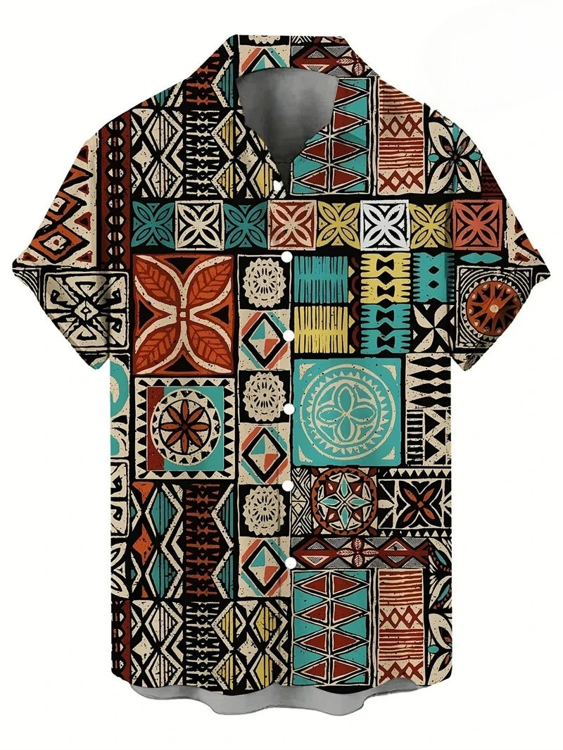 Men's Paisley Graphic Short Sleeved Bohemian T-shirt
