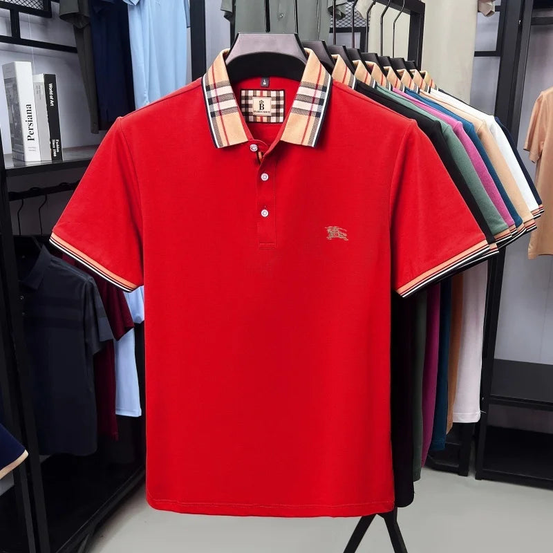 Men's Silk Cotton Short Sleeve Polo T-shirt