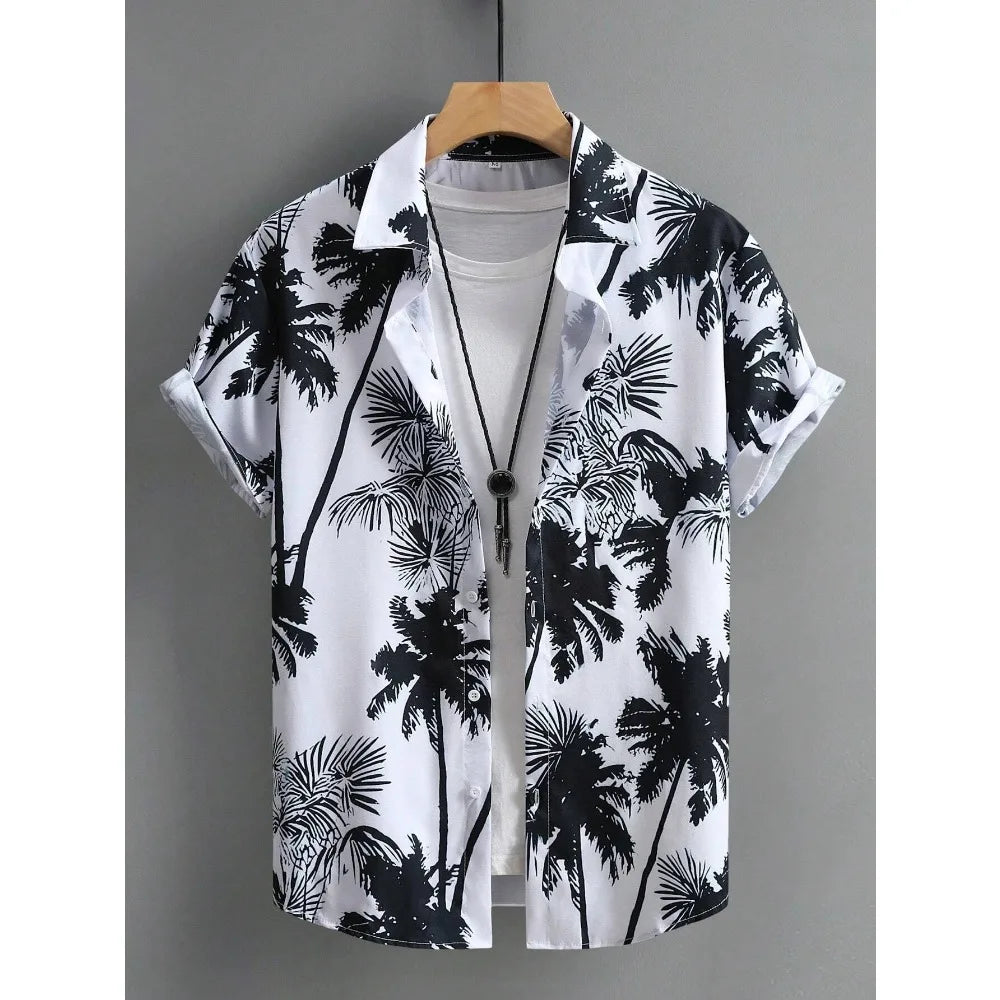 Men's Hawaiian Print Thin Beach Slim Vintage Shirt