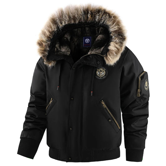 Men's Hooded Zipper Waterproof Thermal Parka Jacket