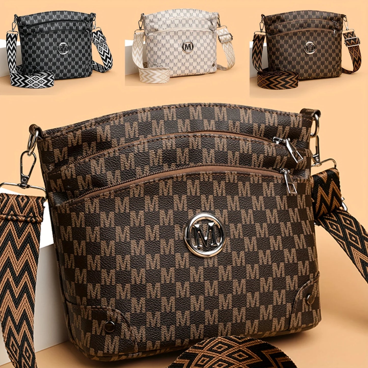 Women's Multi-Pocket Adjustable Shoulder Strap Shoulder Bag