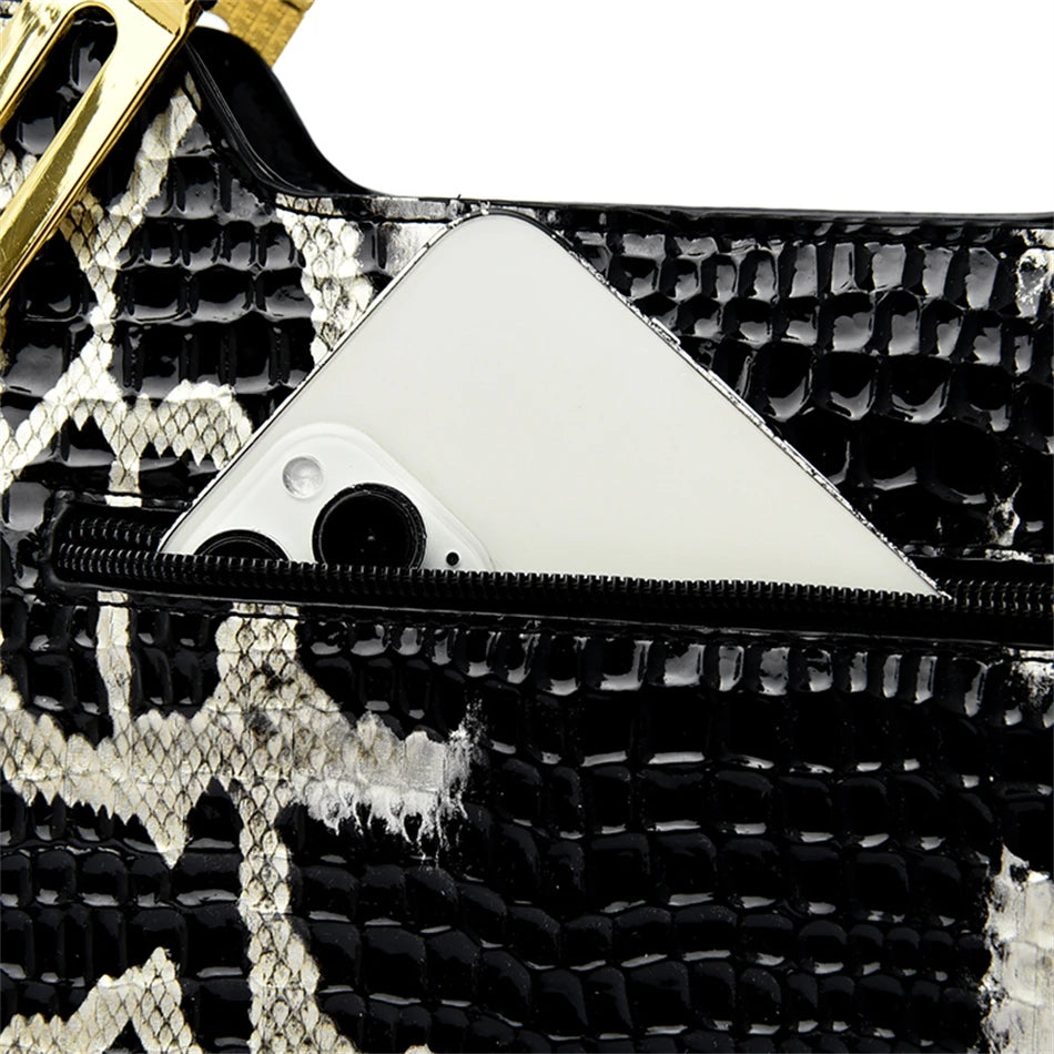 Women Python Pattern Luxury Party Handbag