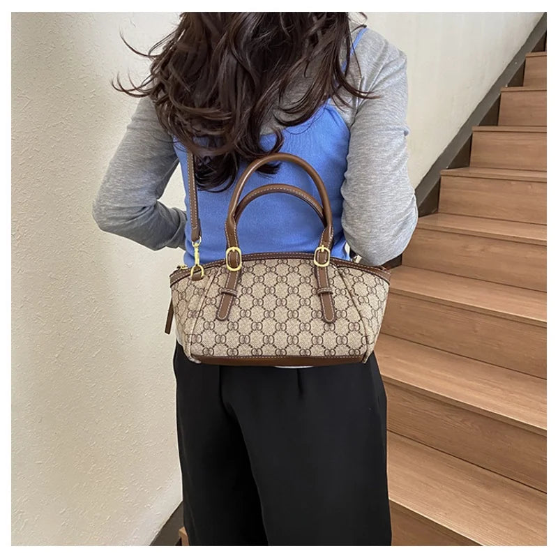 Women's Classic Monogram Print Handheld Satchel Bag