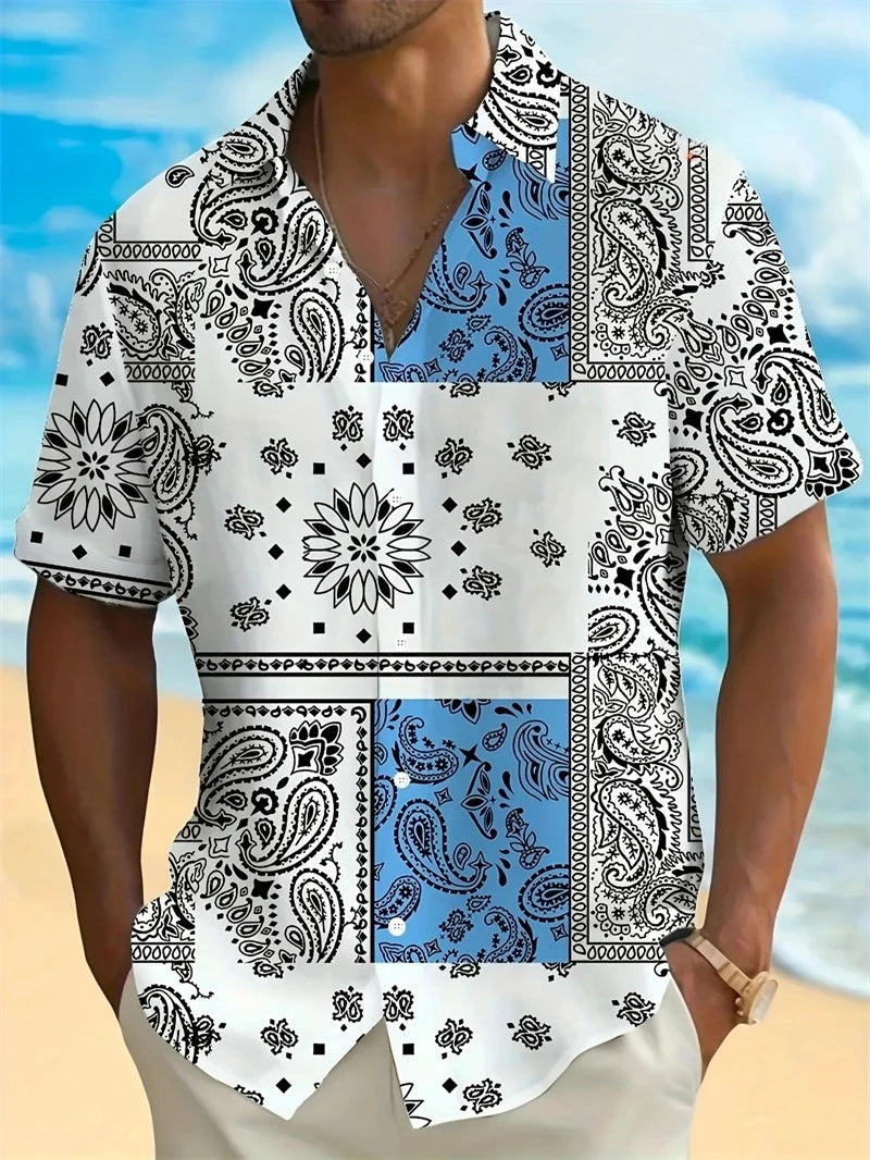 Men's Paisley Graphic Short Sleeved Bohemian T-shirt