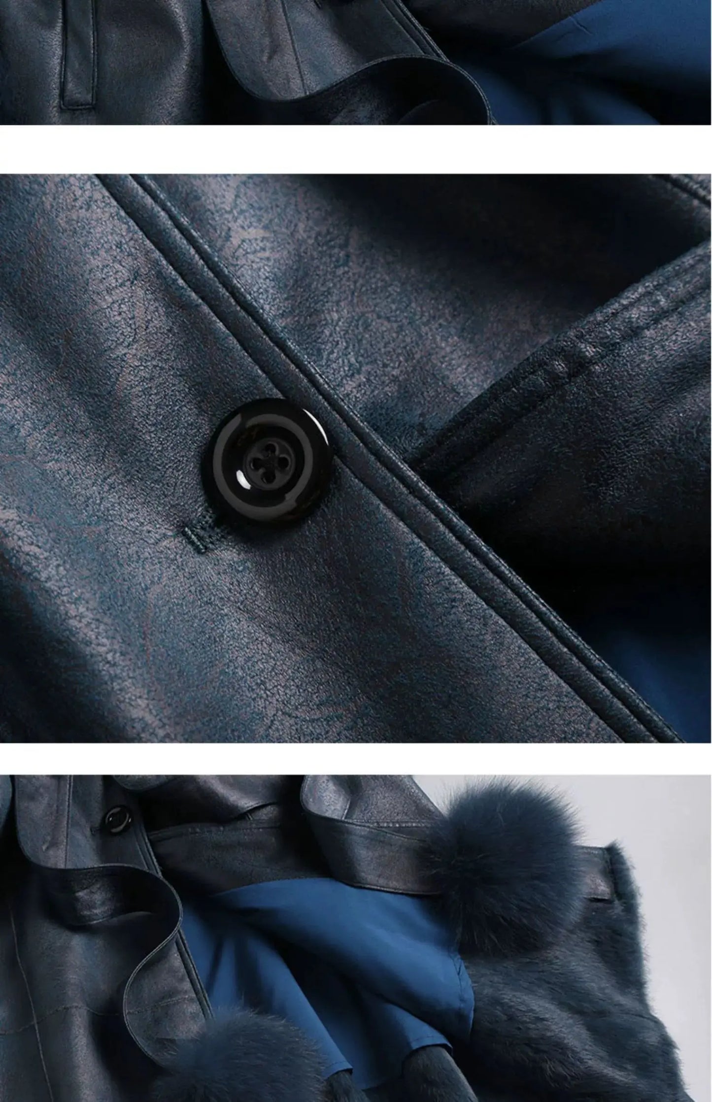 Women's Mid Length Rabbit Fur Fox Fur Collar Slim Fit Coat