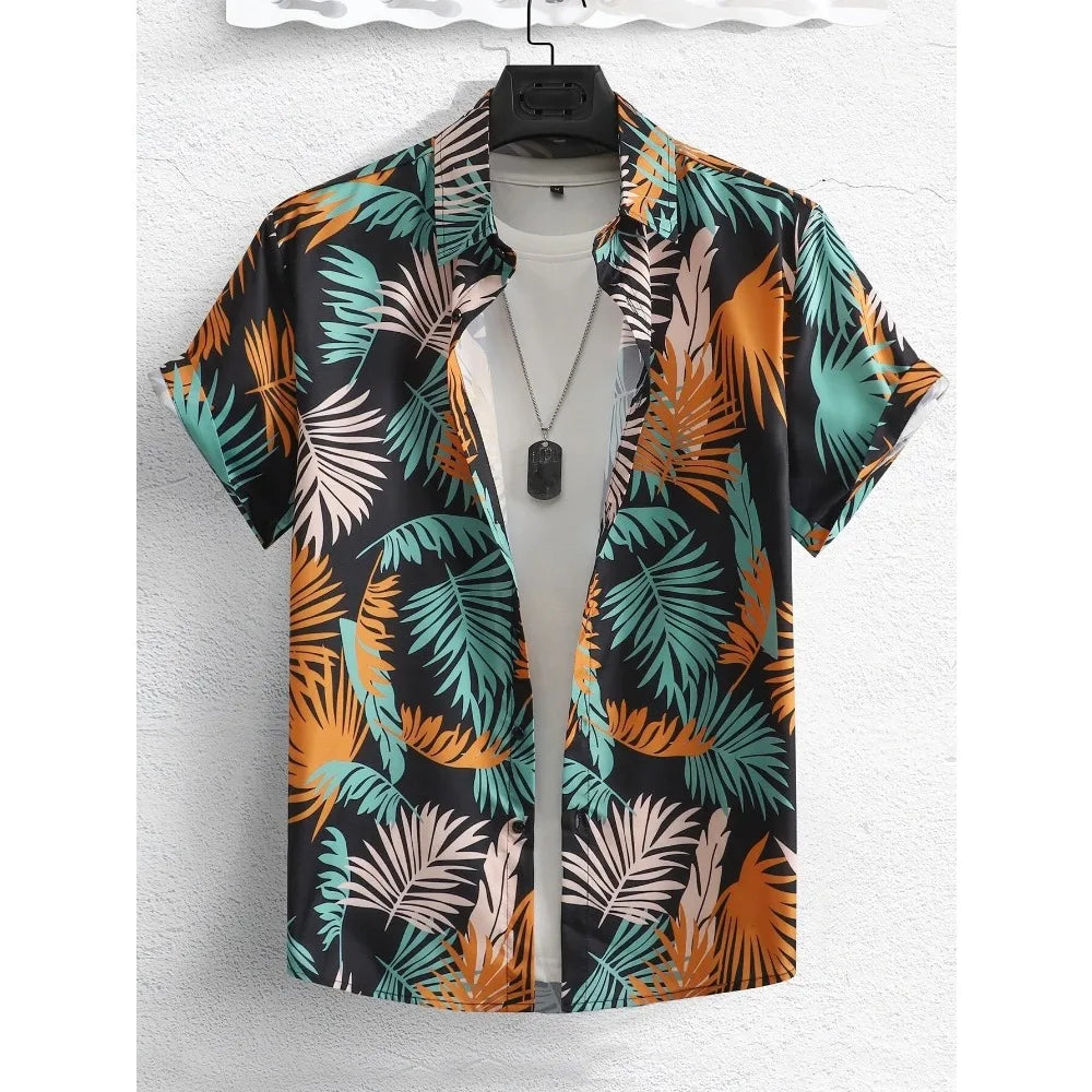 Men's Hawaiian Print Thin Beach Slim Vintage Shirt