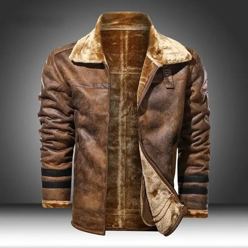 Men's Slim High Quality Genuine Leather Bomber Jacket