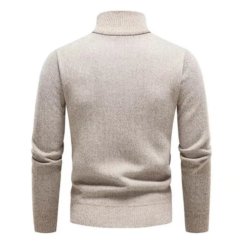 Men's  Cashmere Half Zipper Stand Collar Sweater Pullover