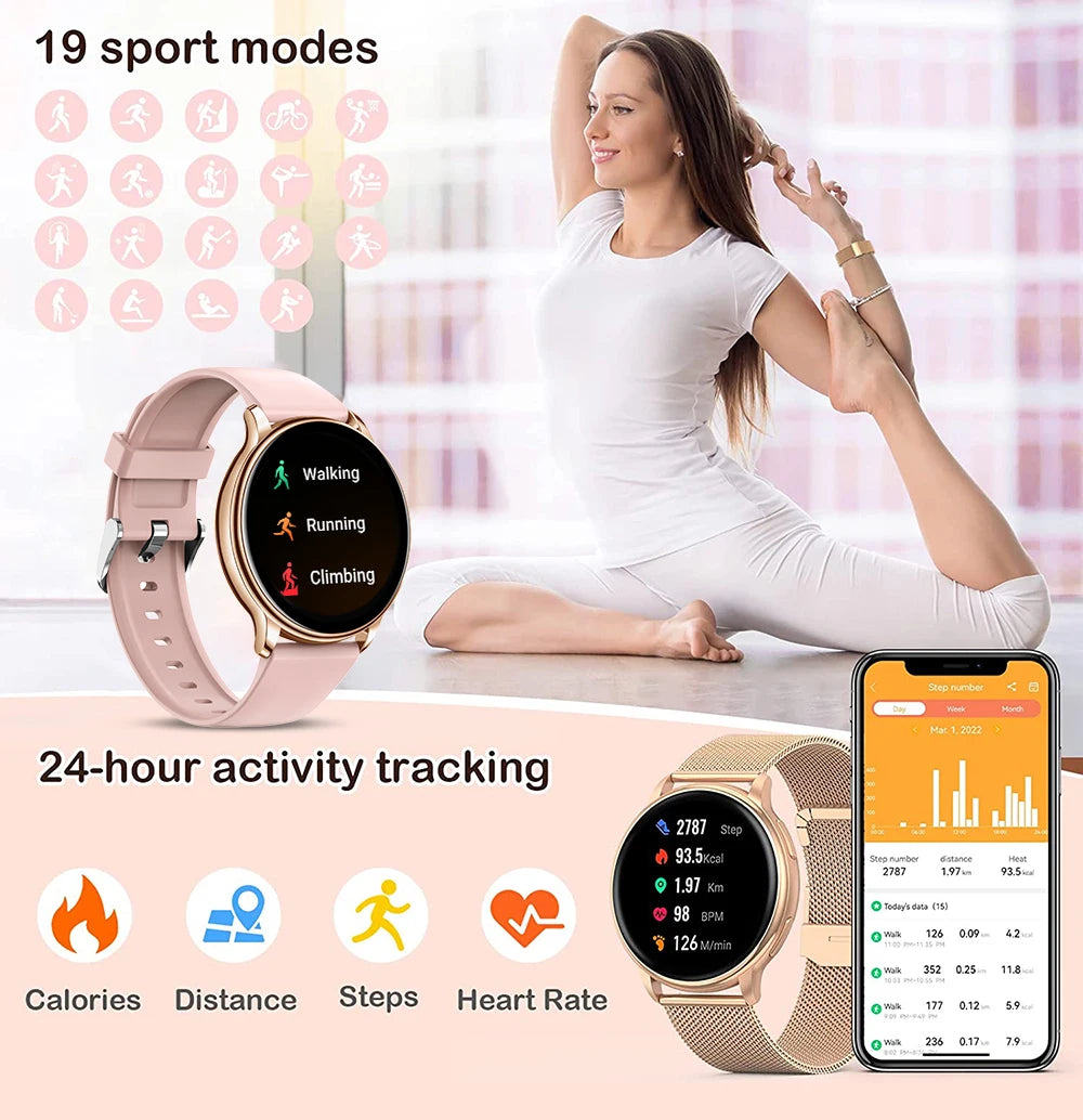 Bluetooth Call Fitness Tracker Heart Rate Sport Smartwatch