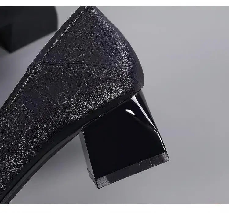 Women's Rhinestone Metal Buckle Mid Heel Pumps