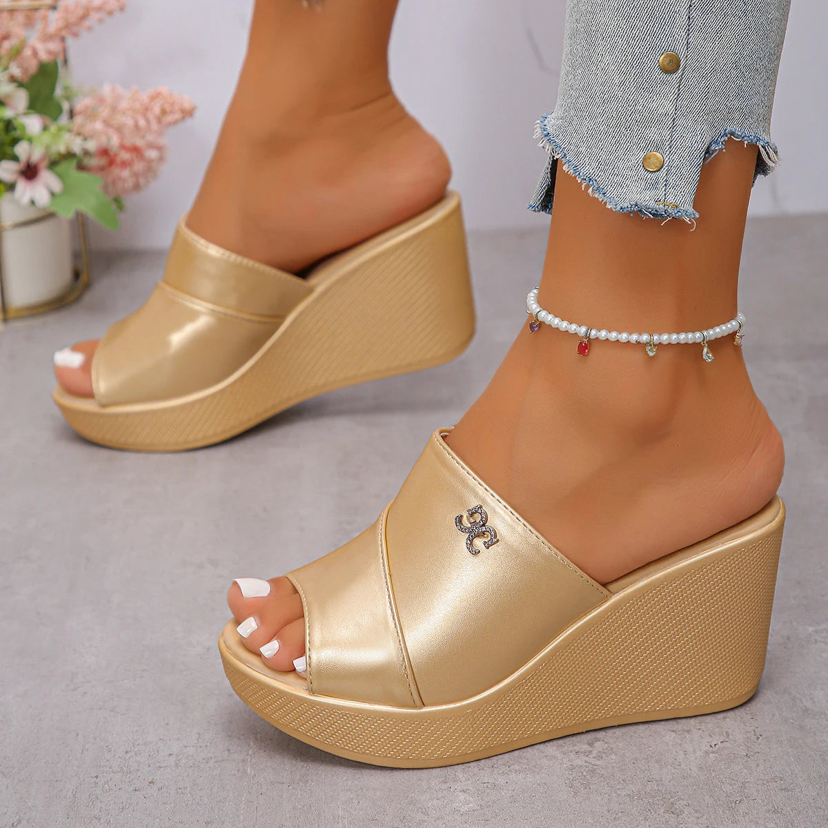 Women's Comfortable High Heels Slippers Sandals