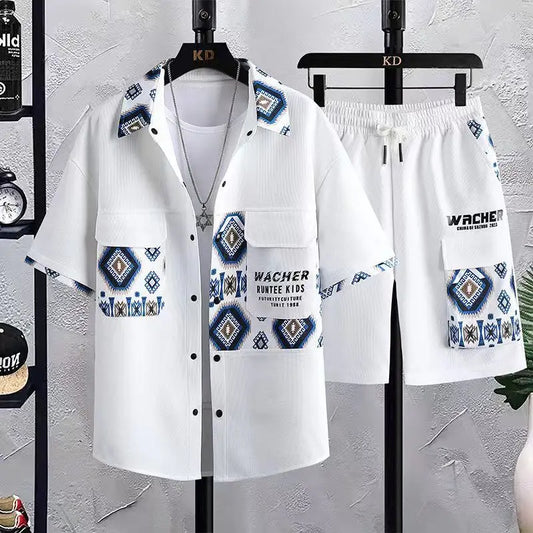 Men's 2Pcs Elastic Waist Short Sleeve Set