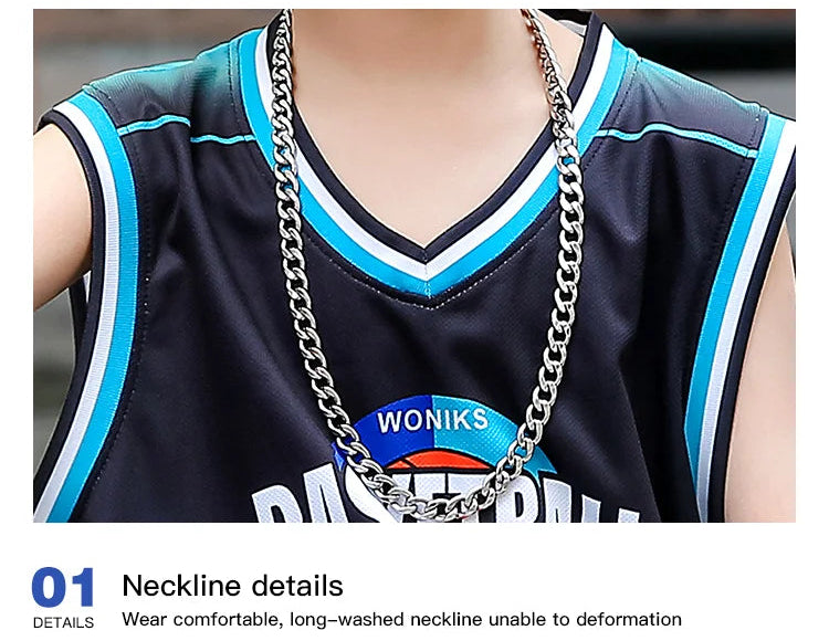 Kids 2Pcs Basketball Quick Drying Comfortable Tracksuit Set