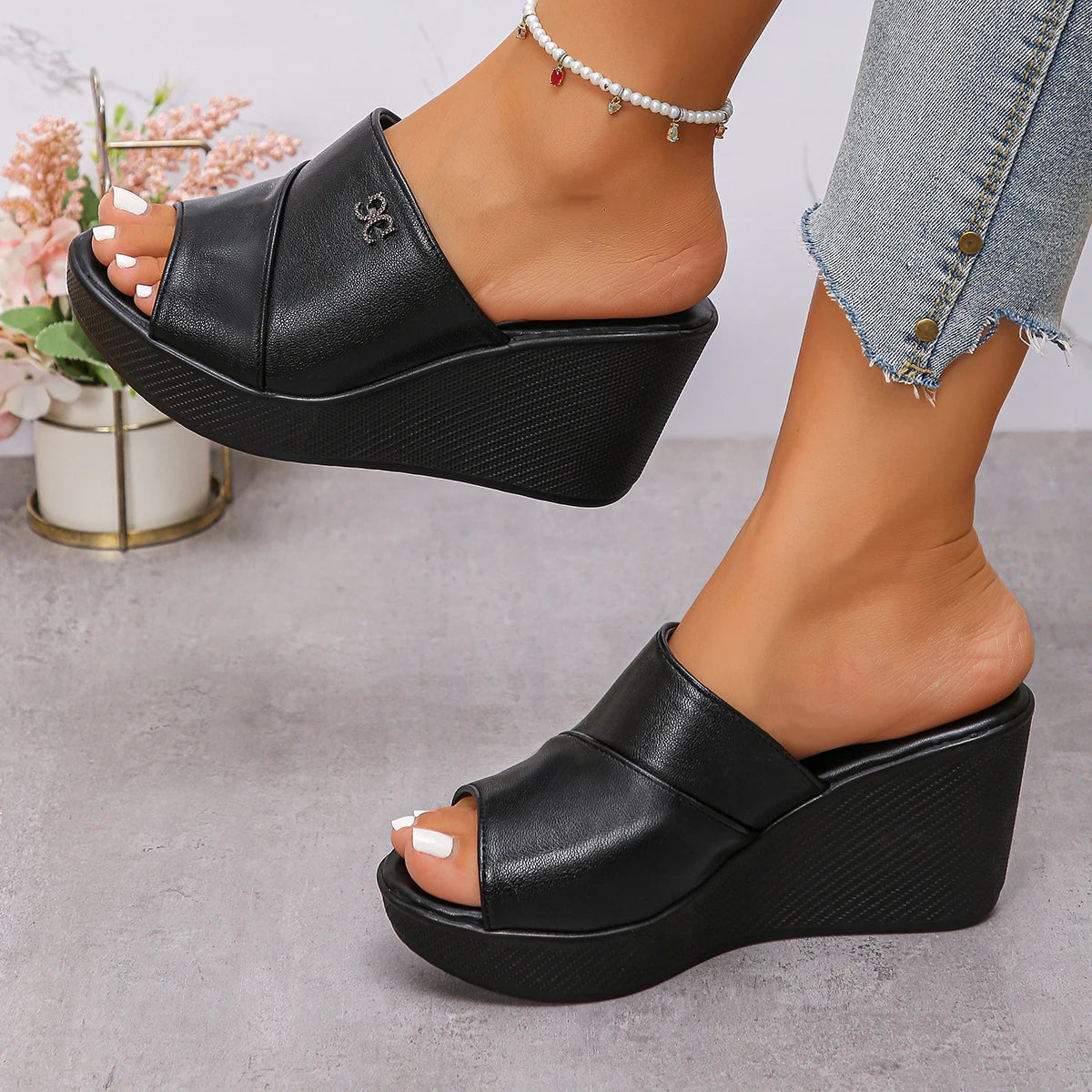 Women's Comfortable High Heels Slippers Sandals
