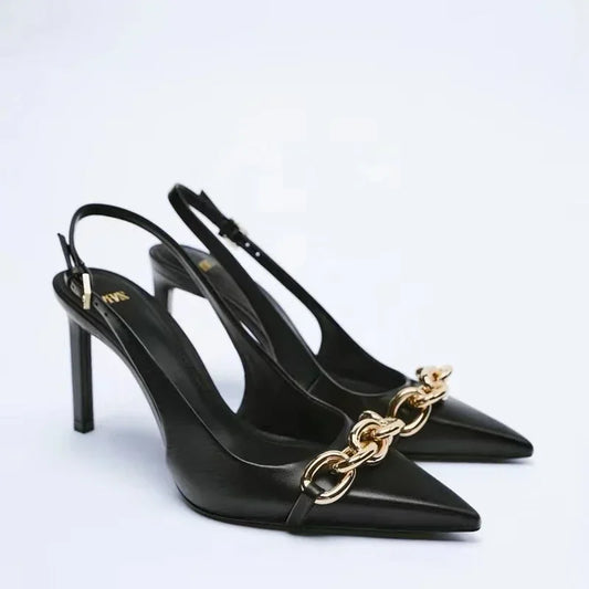 Women's High Heels Metal Chain Pointed Comfortable Party Sandals