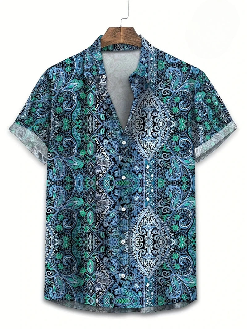 Men's Paisley Graphic Short Sleeved Bohemian T-shirt