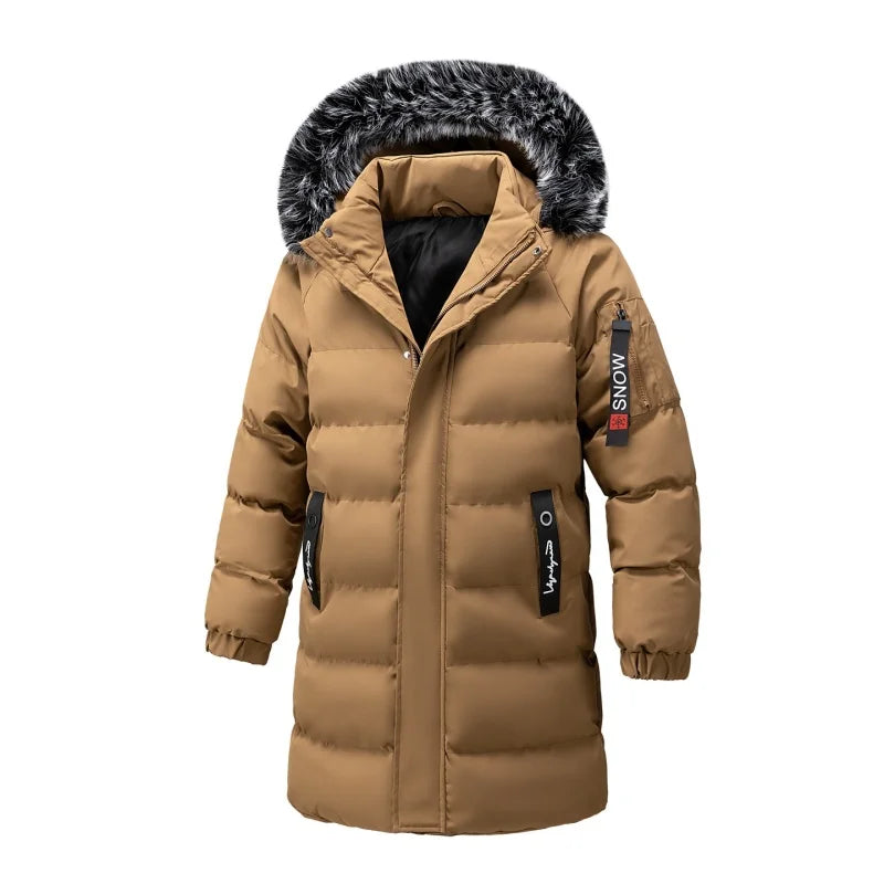 Men's Windproof Thick Hooded Jacket Parka