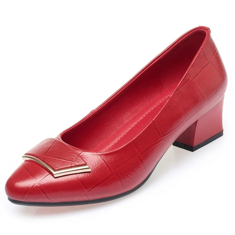 Women's Genuine Leather Mid Heel Shoes