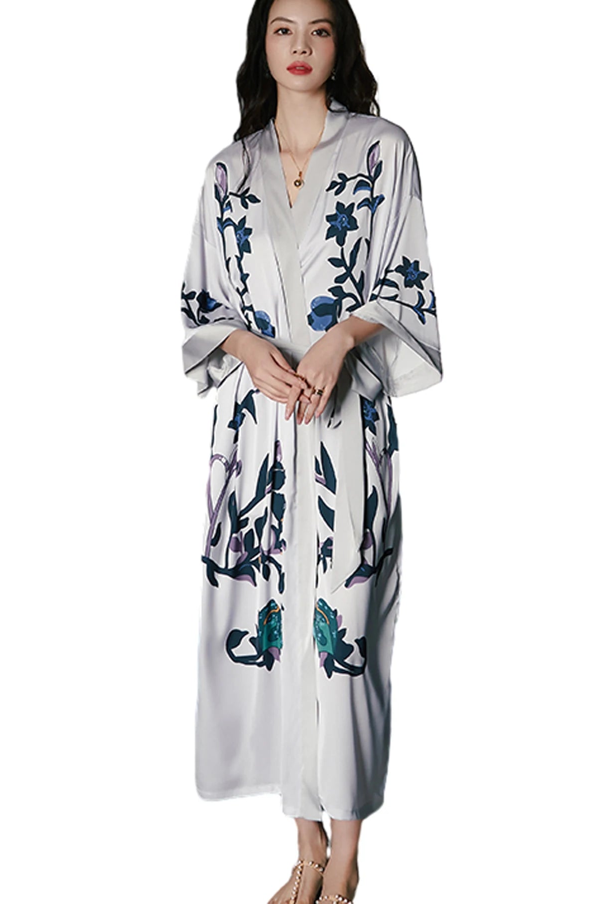 Women's Silk Satin Lightweight Soft Bathrobe Set