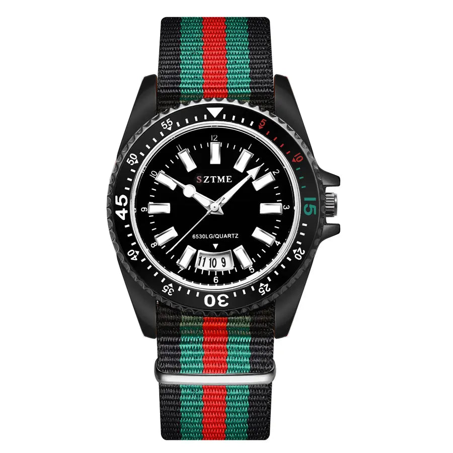 Men's Nylon Strap Calendar Simple Quartz Watch