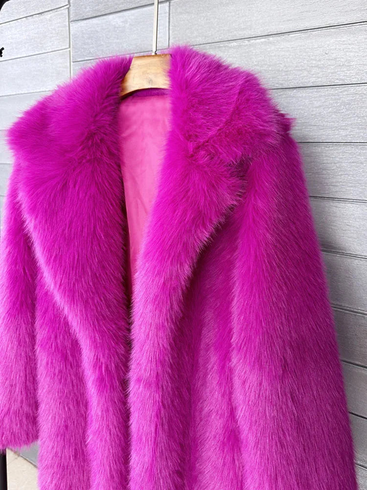 Women's Long Fluffy Faux Fur Coat