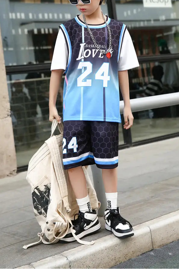 Kids 2Pcs Basketball Quick Drying Comfortable Tracksuit Set