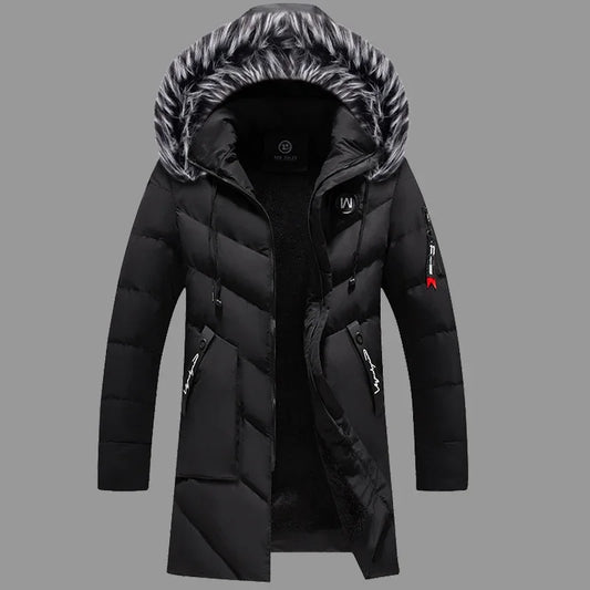 Men's Cotton Fleece Fur Hooded Windbreaker Jacket