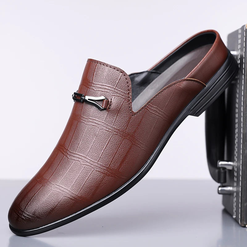 Women's Half Drag Genuine Leather Penny Slippers Loafers