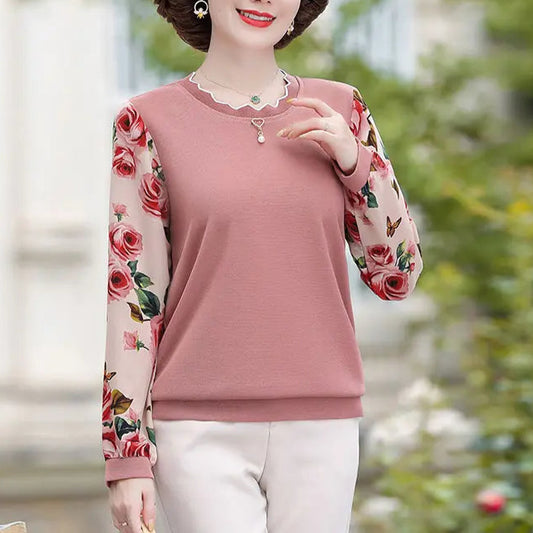 Women's Stylish Middle Aged Long Sleeved Shirt