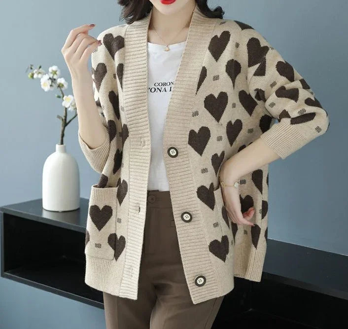 Women's Vintage Luxury Long Sleeve Knitted Sweater Cardigan