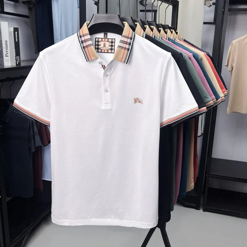 Men's Silk Cotton Short Sleeve Polo T-shirt