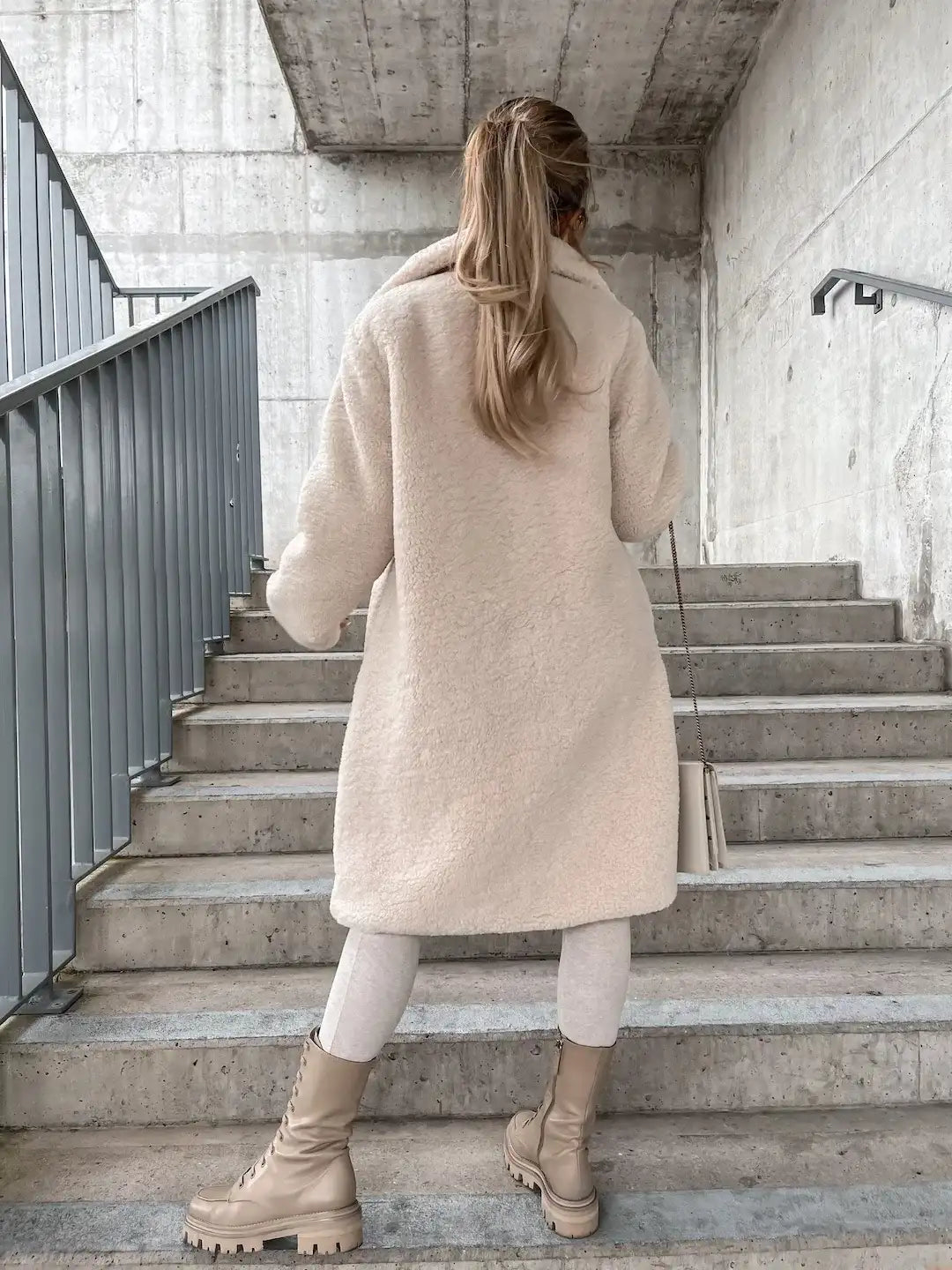 Women's Long Sleeved Collared Fleece Coat