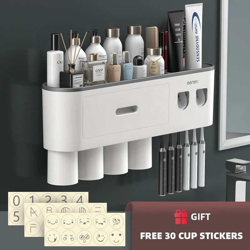 Toothbrush Holder Magnetic Adsorption Inverted Toothpaste Dispenser