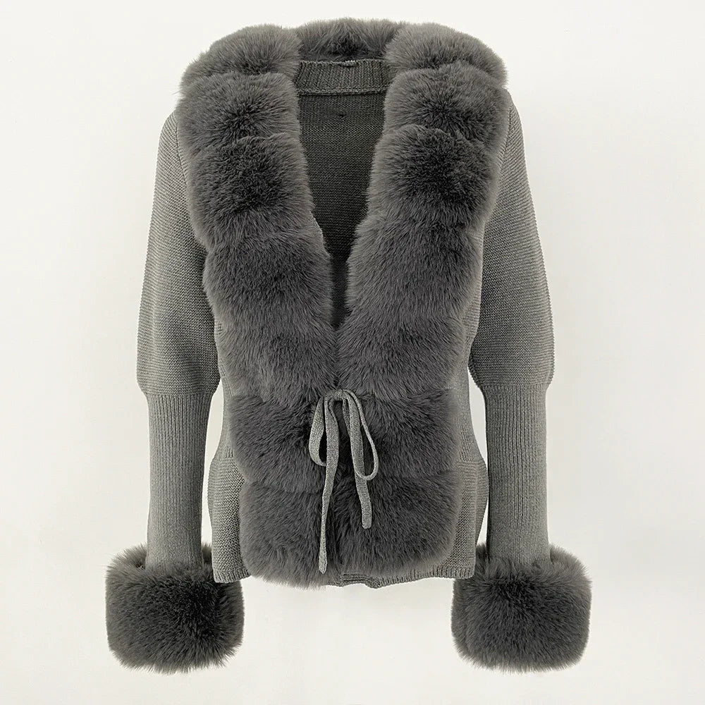 Women's Faux Fur Detachable Collar Coat