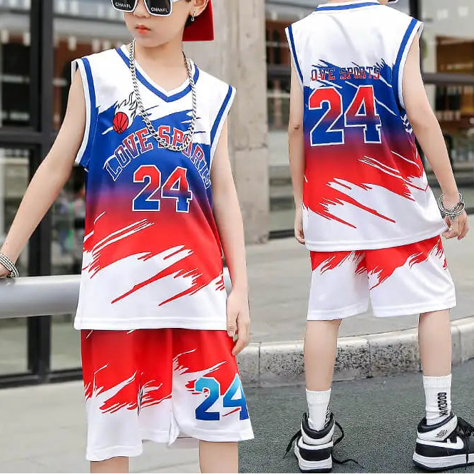 Kids 2Pcs Basketball Quick Drying Comfortable Tracksuit Set