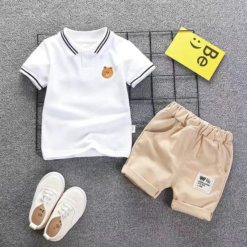 Kids' 2Pcs Cotton Short sleeve T-shirt Shorts Set