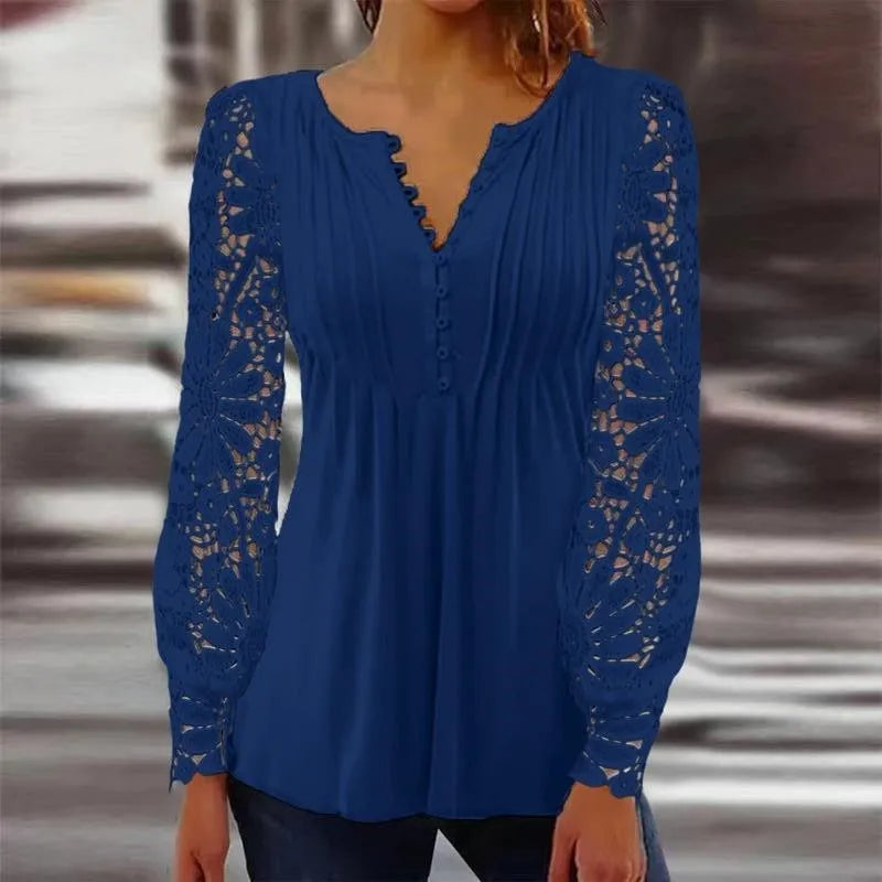 Women's V-neck Stylish Casual Loose Long Sleeve Shirt