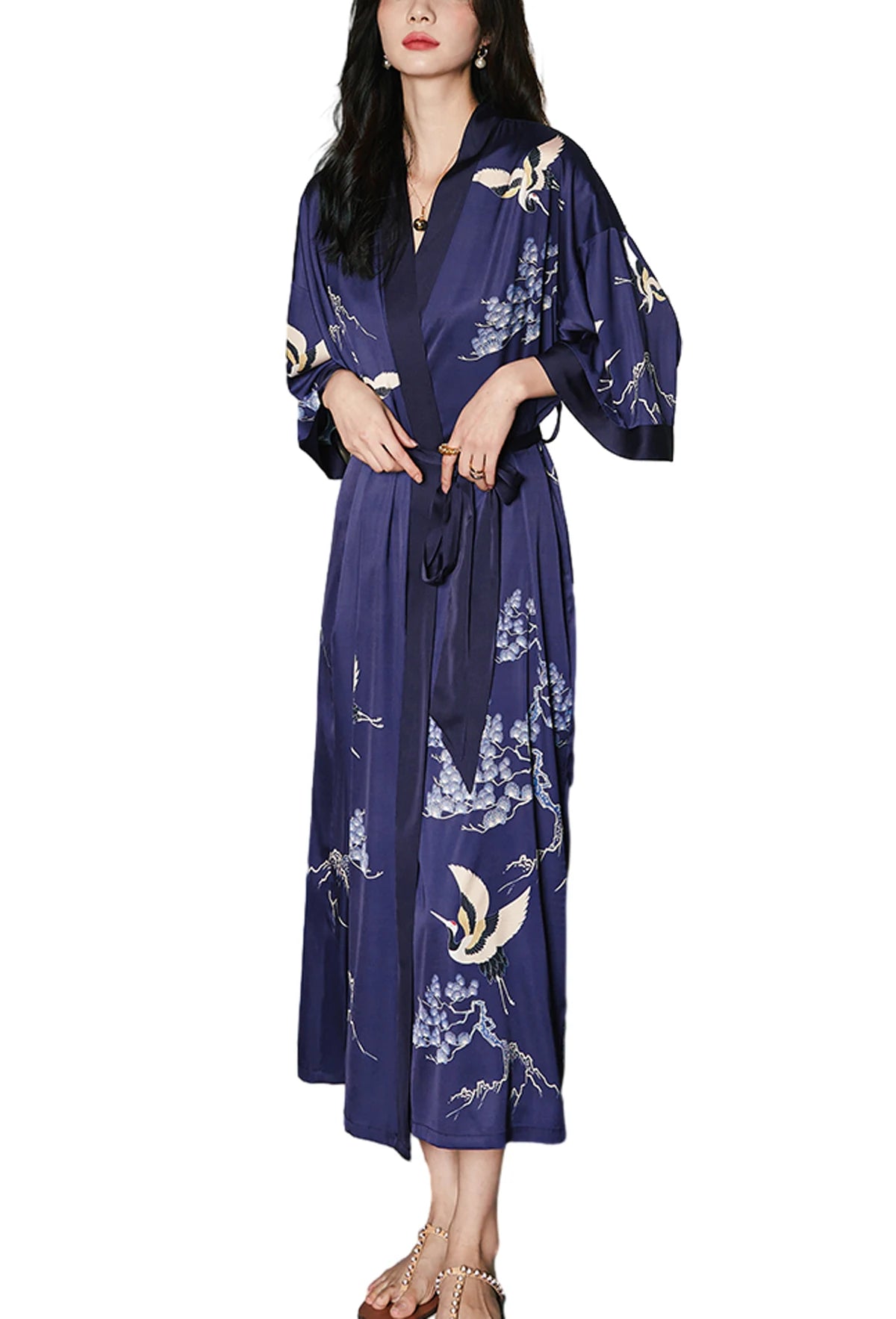 Women's Silk Satin Lightweight Soft Bathrobe Set