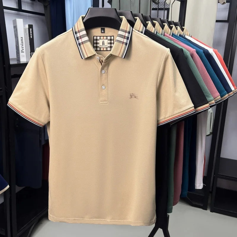 Men's Silk Cotton Short Sleeve Polo T-shirt
