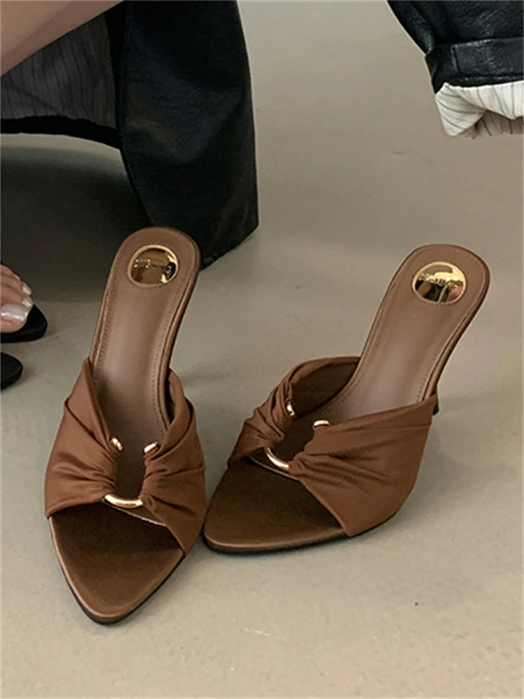 Women's Open Toe Thin High Stripper Party Slides Slippers