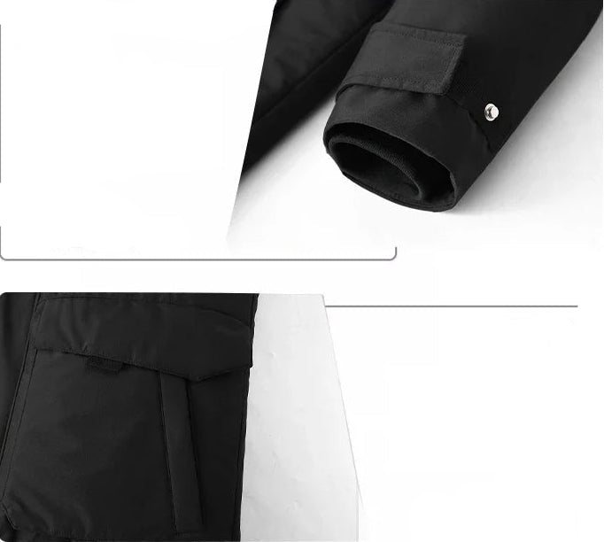 Men's Hooded Fur Collar Duck Down Waterproof Jacket