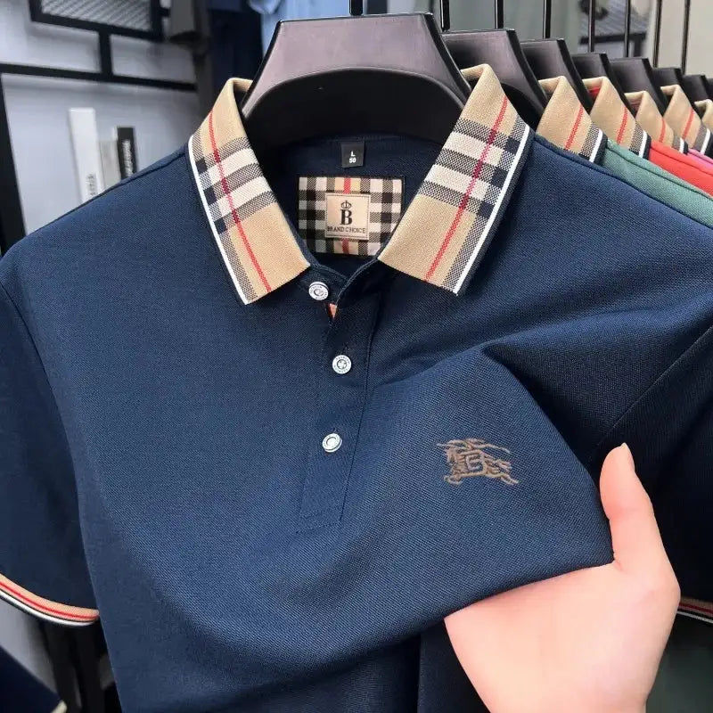 Men's Silk Cotton Short Sleeve Polo T-shirt